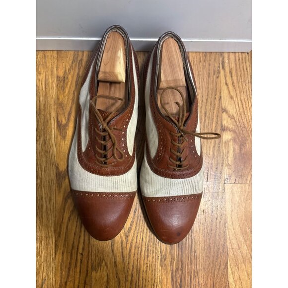 Vintage Johnston Murphy Spectator Cap Toe Brogue Oxford Shoes Size 11D Leather & - Picture 3 of 11